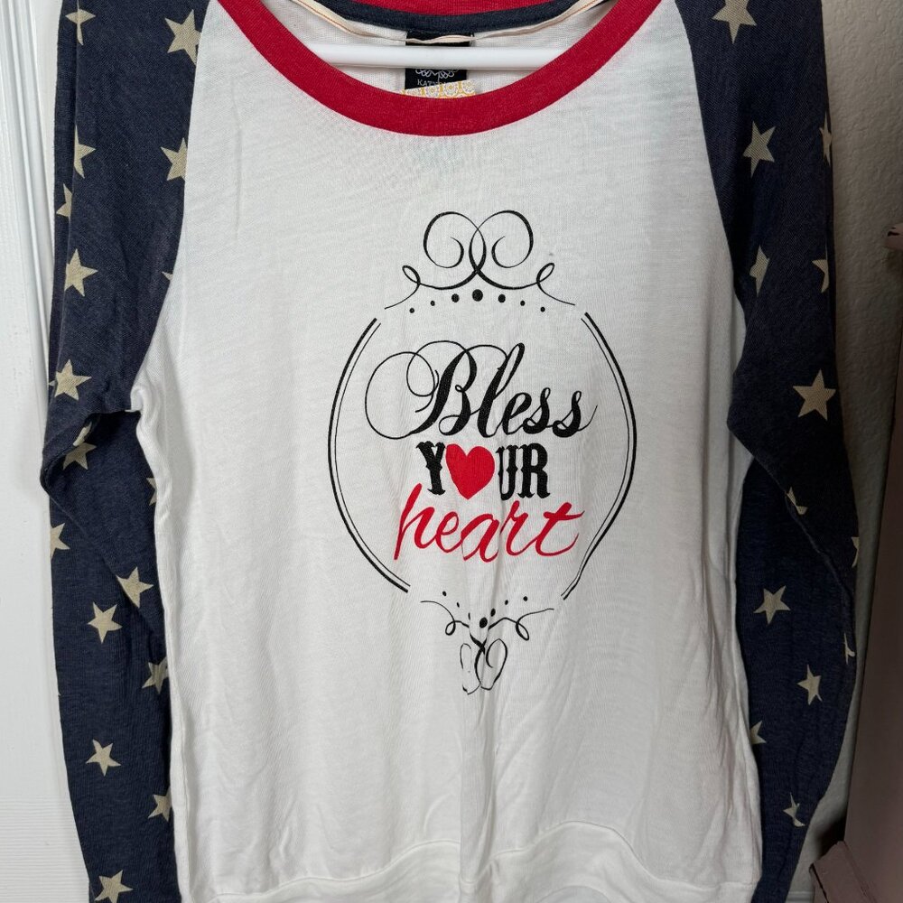 NEW KatyDID "Bless Your Heart" Long Sleeved Light T-shirt